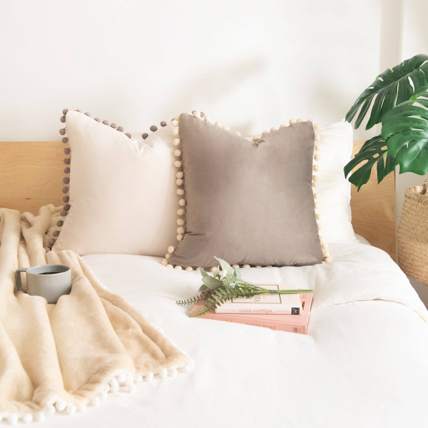 Colibri Pillow - Stone Gray/Beige Cream