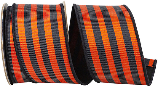 Stripe Black & Orange Dupioni