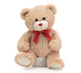 Tan Valentines Bear With Red Bow