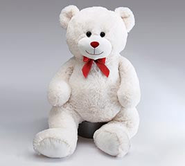 Plush Large White Bear With Red Bow