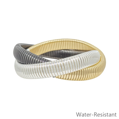 Mixed Metals Twisted Ribbed Bracelet