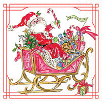 Santa Sleigh With Presents Cocktail Napkin