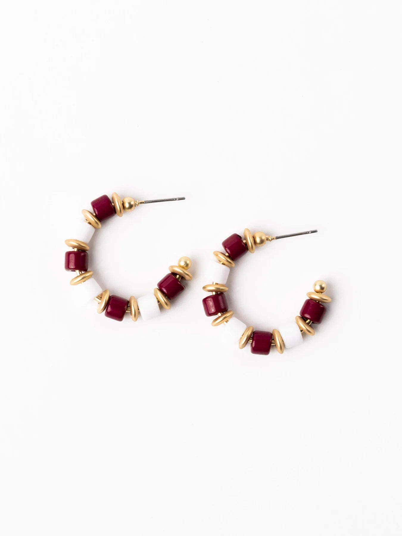 Earrings Cara Maroon and White S