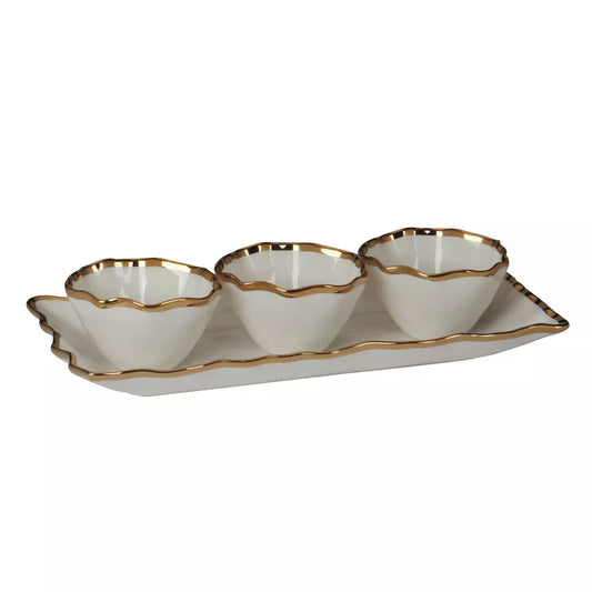 Regency Gold Tray & Condiment Bowls
