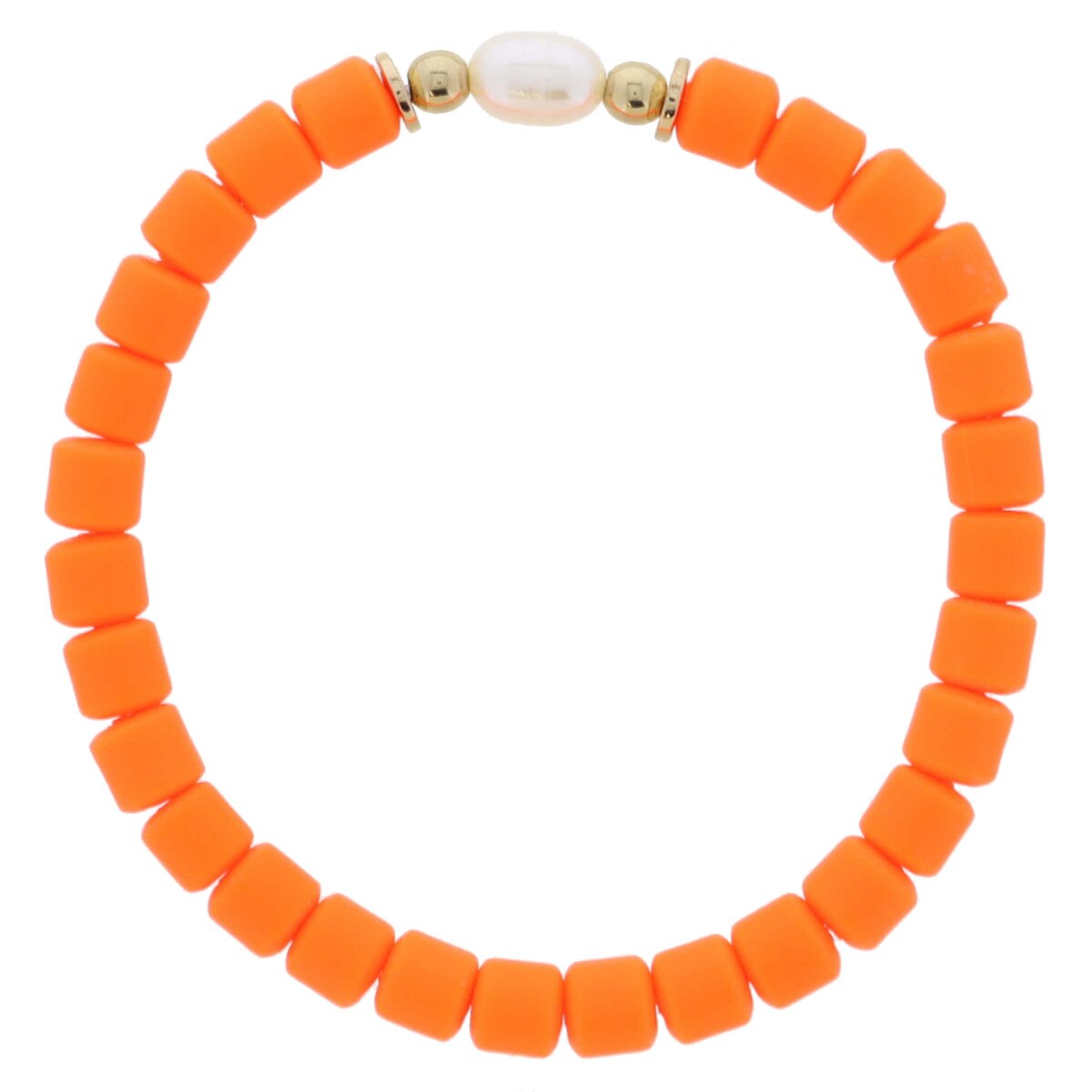 Orange Beaded Pearl Bracelet