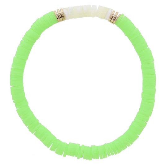 Lime Rubber Beaded Shell Bracelet