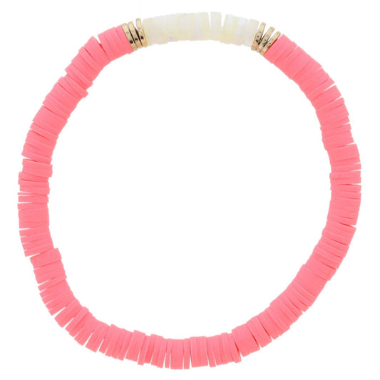 Coral Rubber Beaded White Portion Bracelet