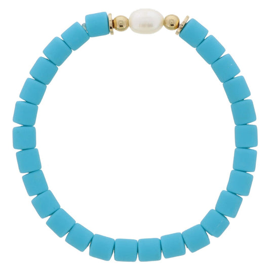 Teal Beaded Pearl Bracelet