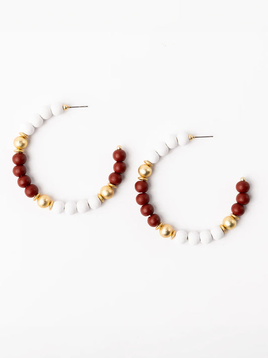 Earrings Janette Maroon and White L