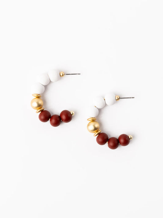 Earrings Janette Maroon and White S