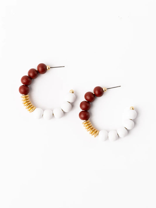 Earrings Kelly Maroon and White M