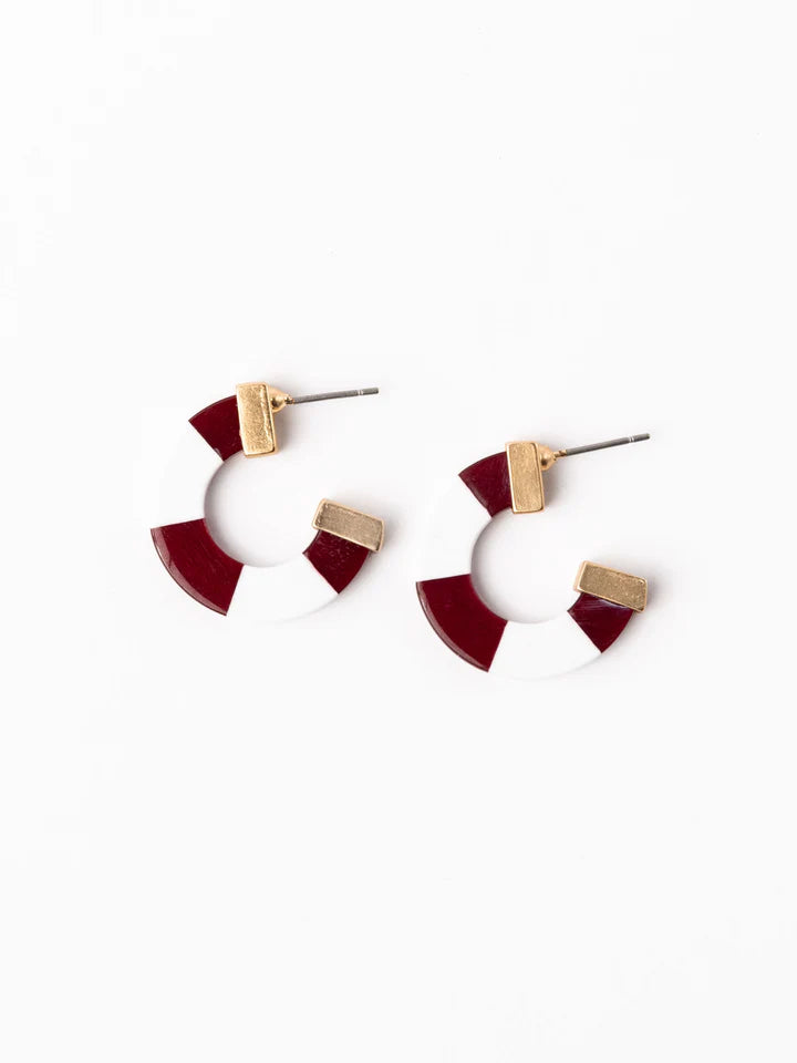 Earrings Melody Maroon & White S