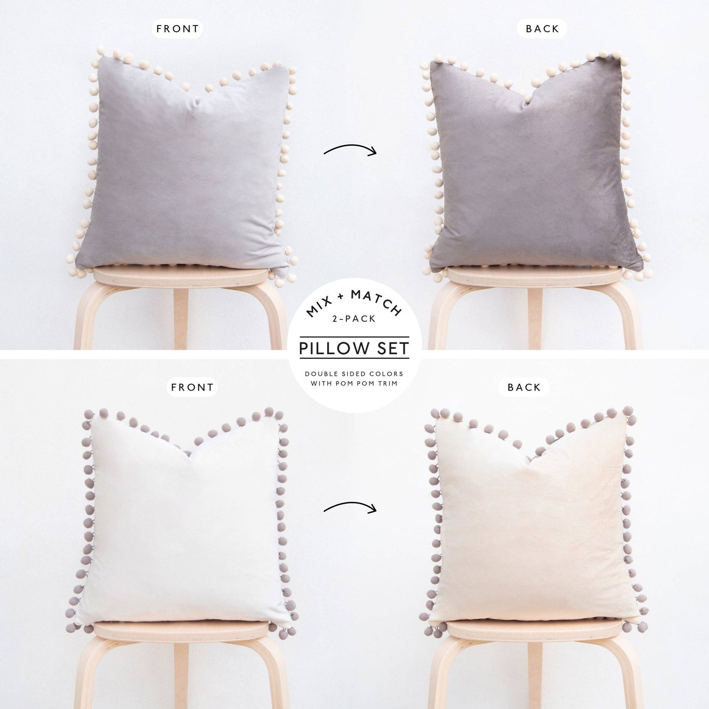 Colibri Pillow - Stone Gray/Beige Cream