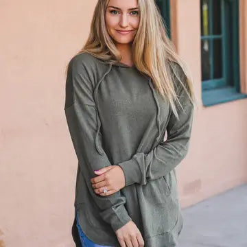 Soft Hooded Sweater Olive Green