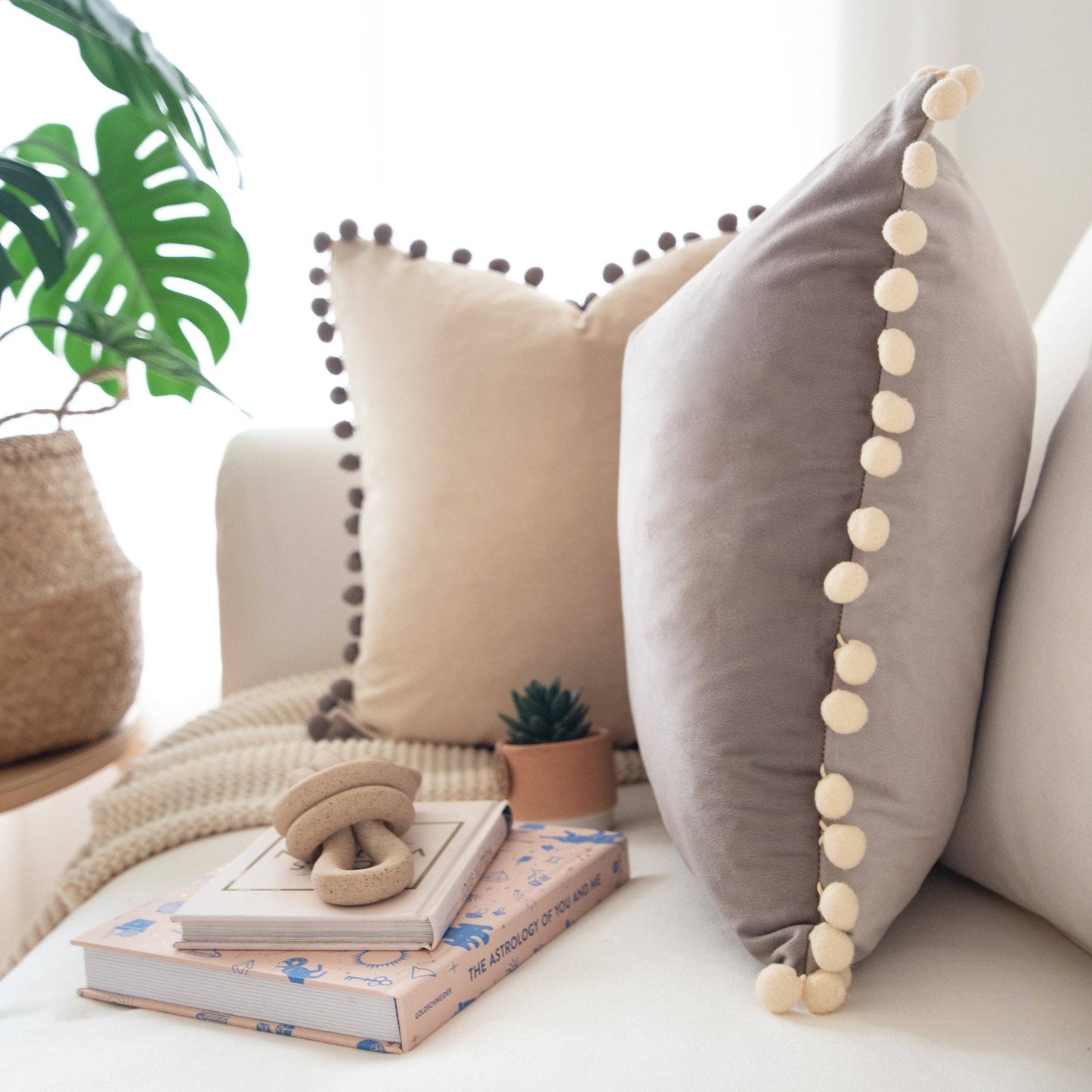 Colibri Pillow - Stone Gray/Beige Cream