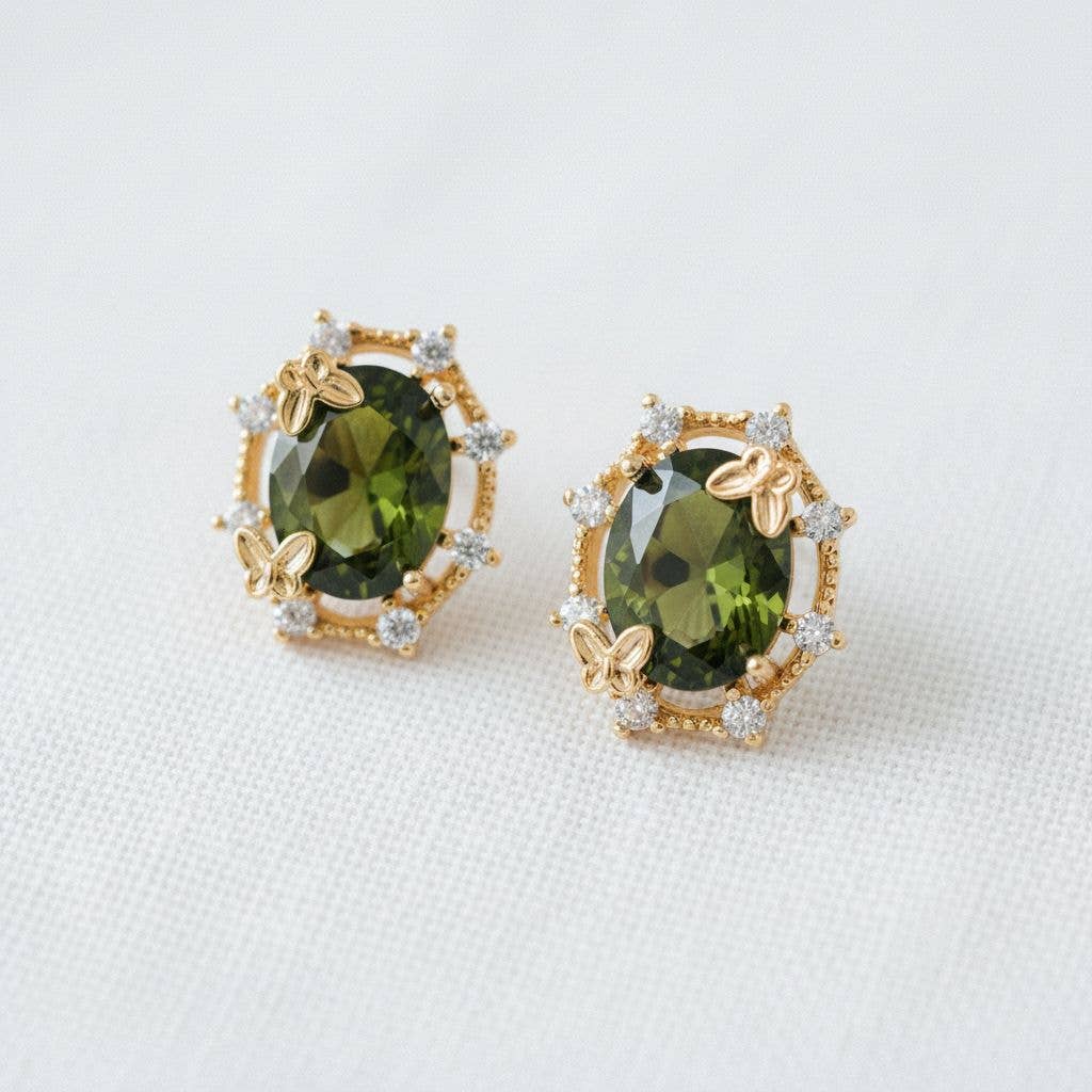 Olive Gemstone Earrings