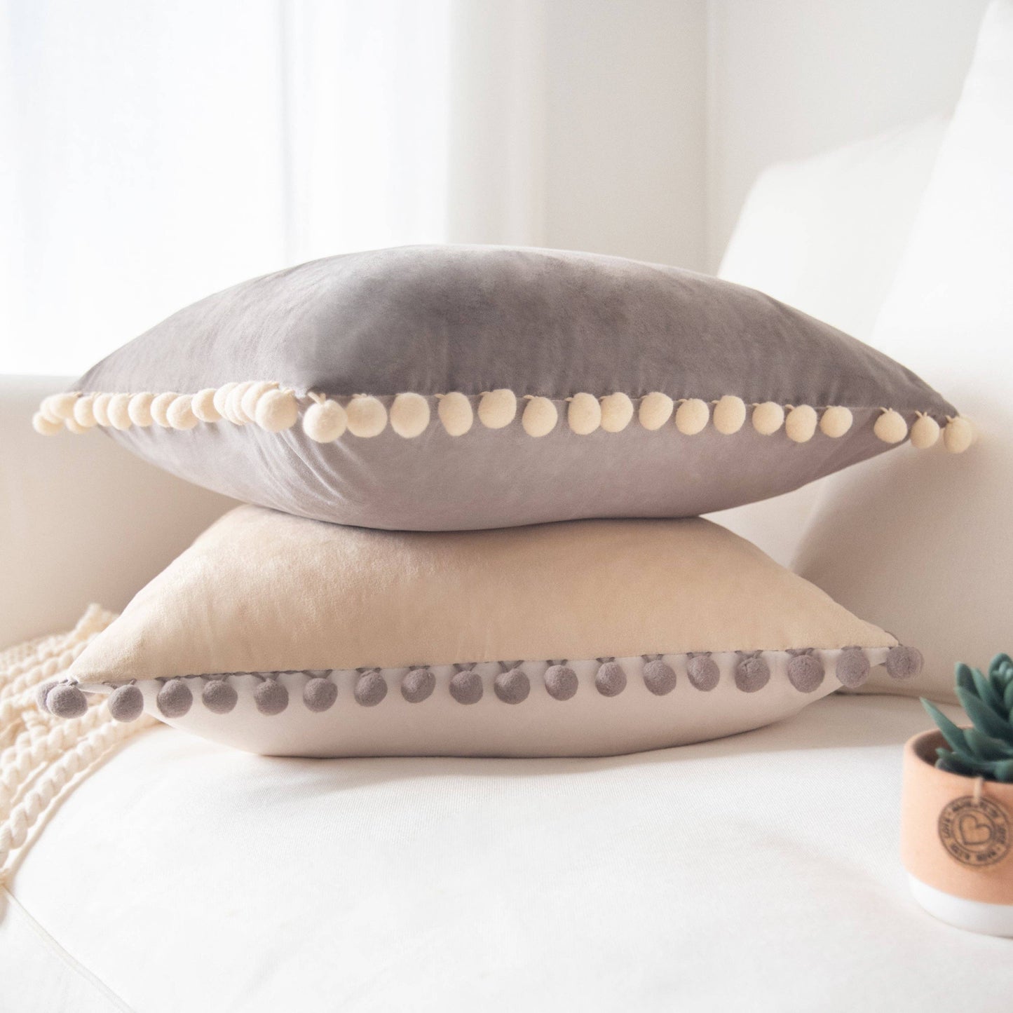 Colibri Pillow - Stone Gray/Beige Cream