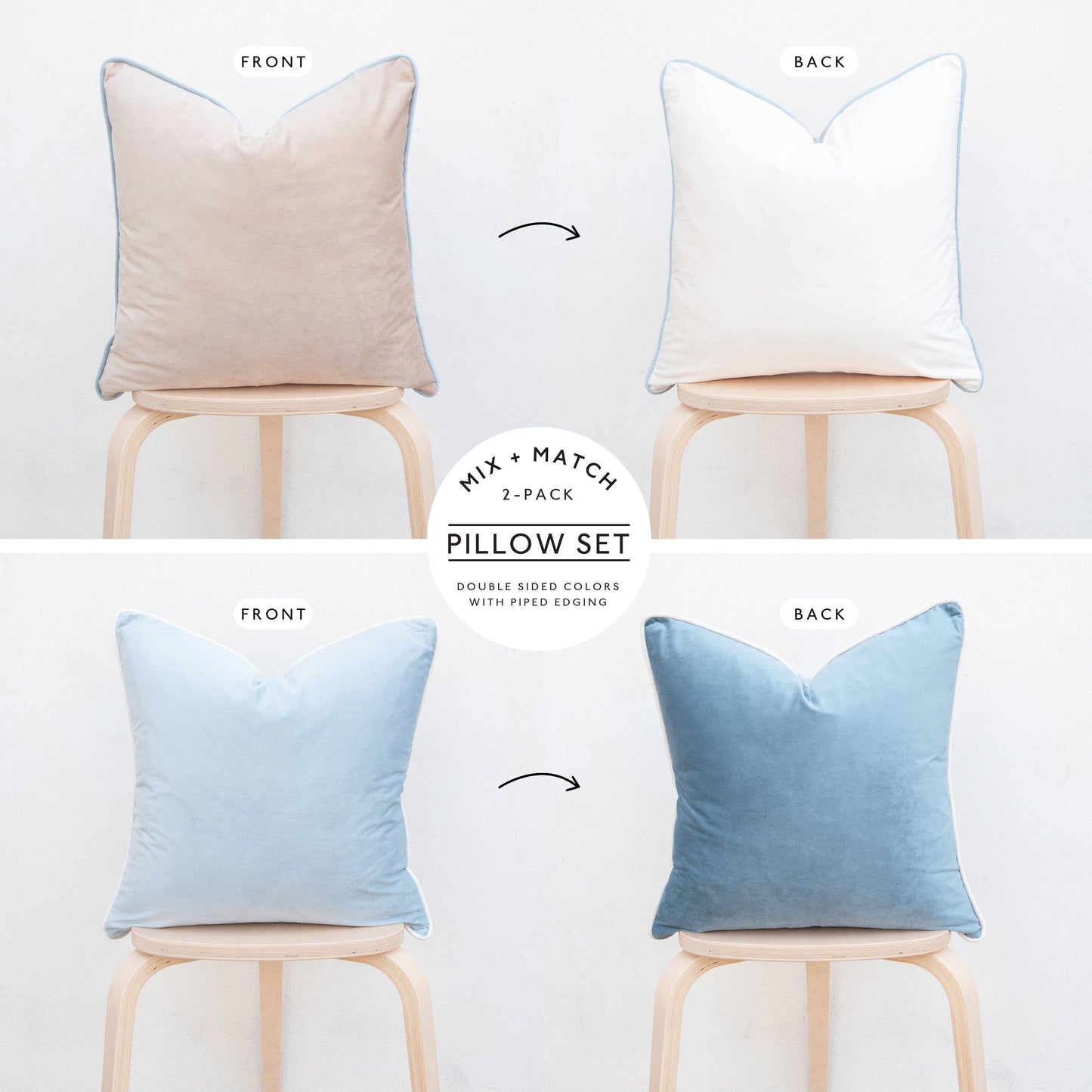 Monteverde Pillow Covers Beige/Light Blue