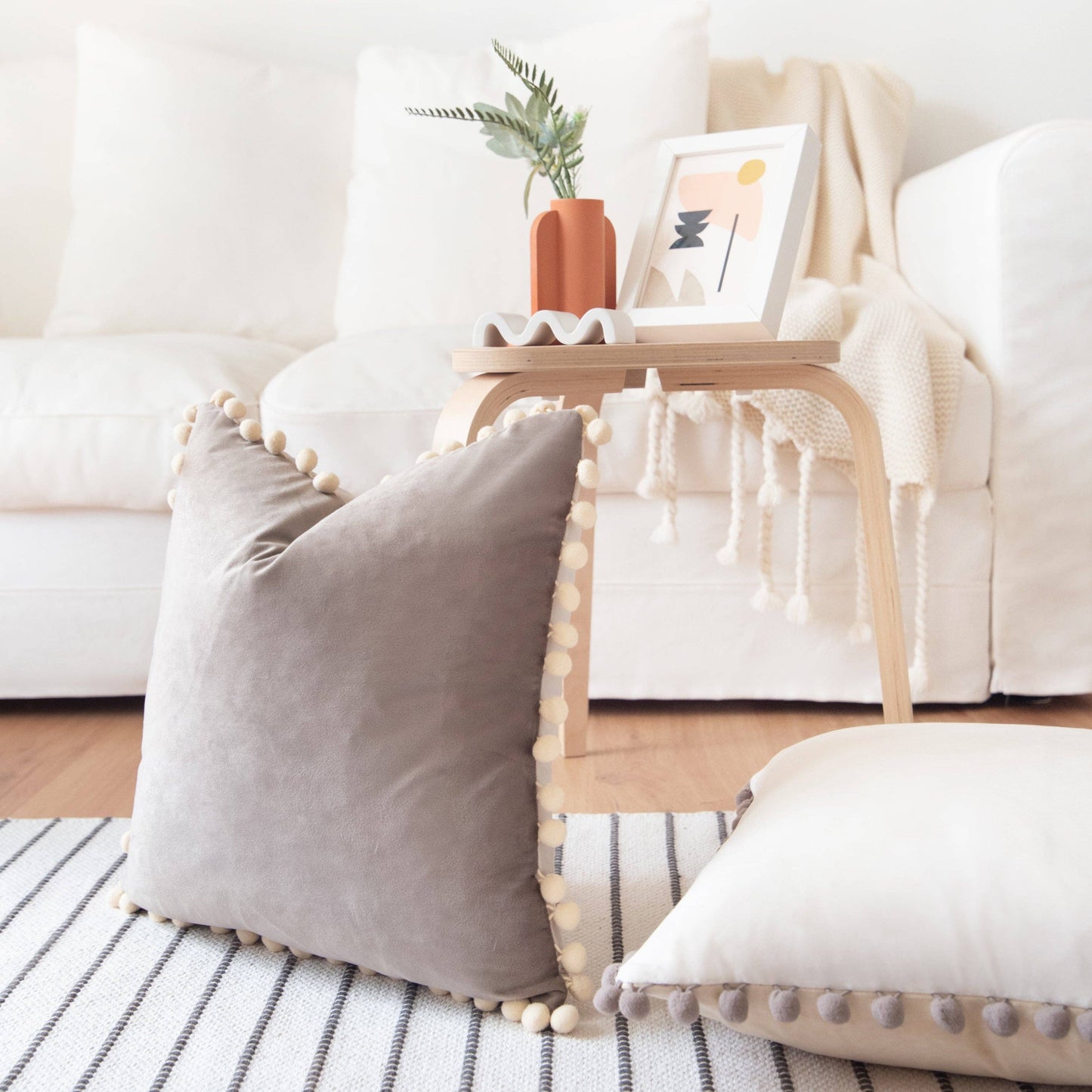 Colibri Pillow - Stone Gray/Beige Cream
