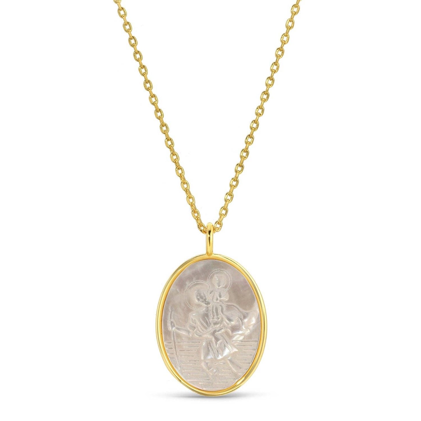Saint Christopher Oval Pendant Necklace