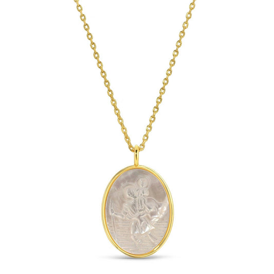Saint Christopher Oval Pendant Necklace