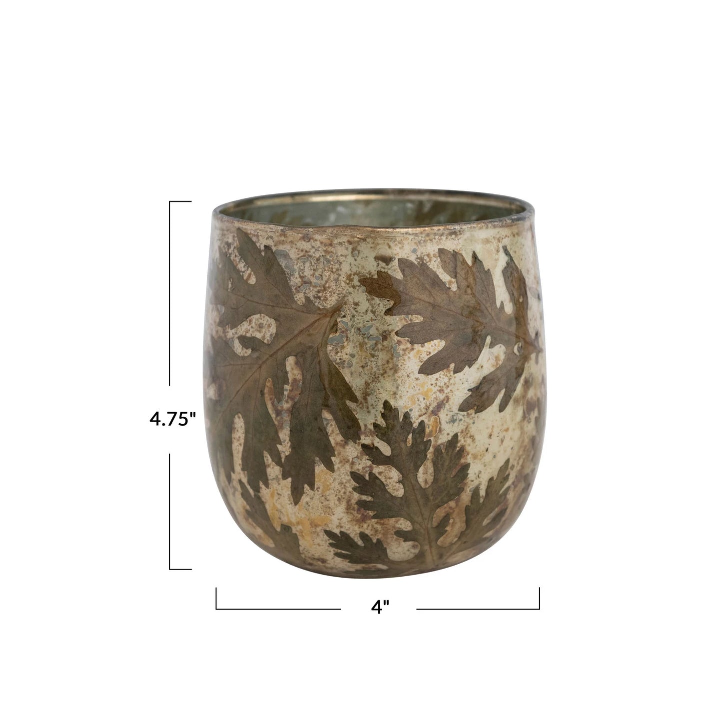 Mercury Glass Votive w/Leaves