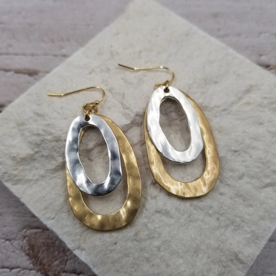 Mixed Metal Oval Earrings