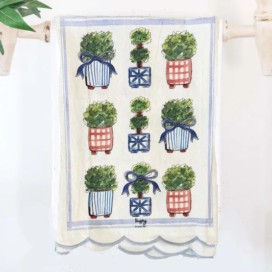Tea Towel- Plants and Bows