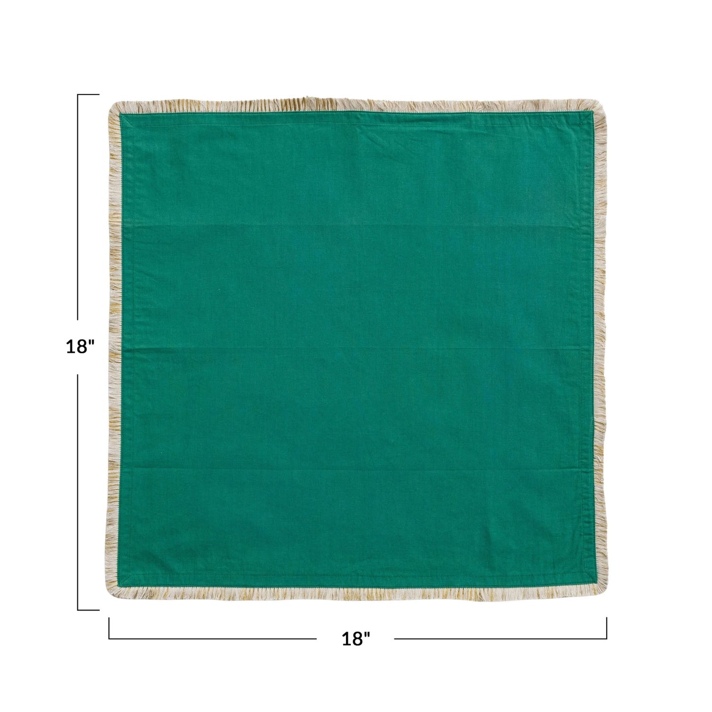 Green Napkins w/ Metallic Gold Thread Fringe