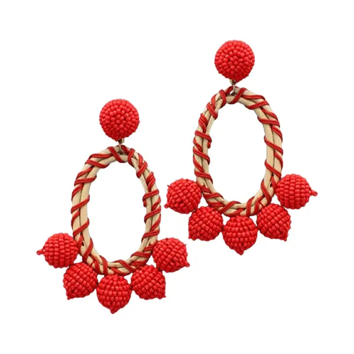 Red Bead Ball Rattan Hoop