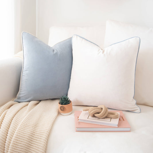 Monteverde Pillow Covers Beige/Light Blue