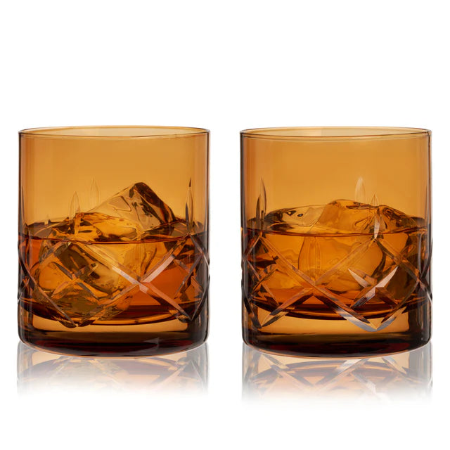 Admiral Crystal Amber Rocks Glass