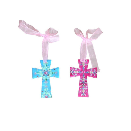 Cutout Acrylic Cross Blue/Pink