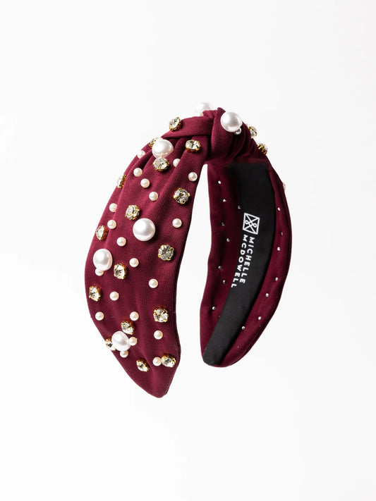 Headband Charleigh Maroon & White
