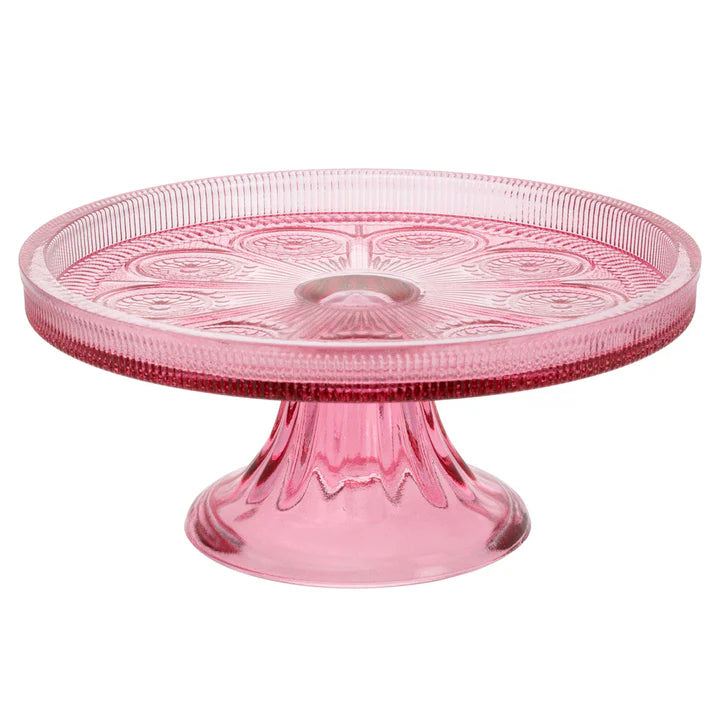 Glass Cake Stand In Pink