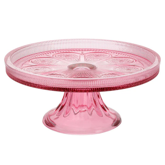 Glass Cake Stand In Pink