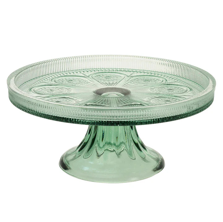 Glass Cake Stand In Sage