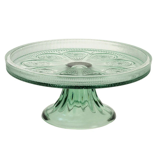 Glass Cake Stand In Sage