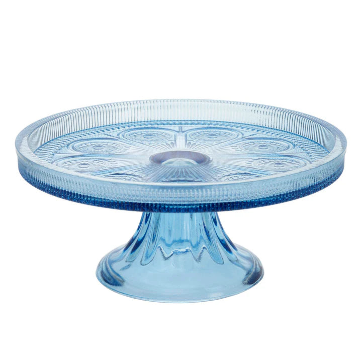 Glass Cake Stand in Sky Blue