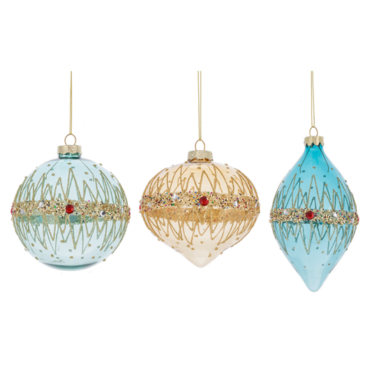 Jeweled Holiday Shape Orn