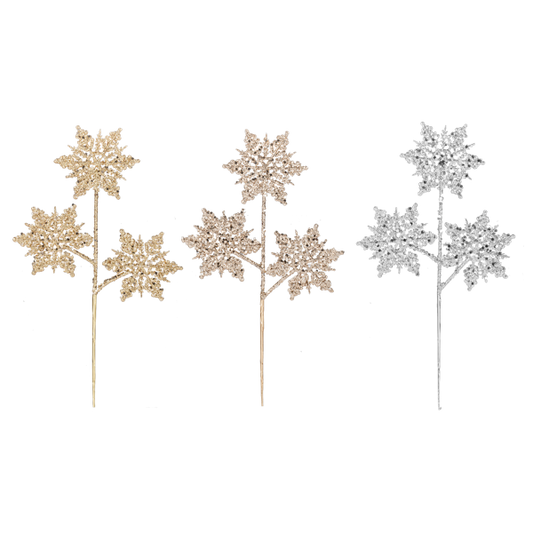 Glittered Snowflake Pick