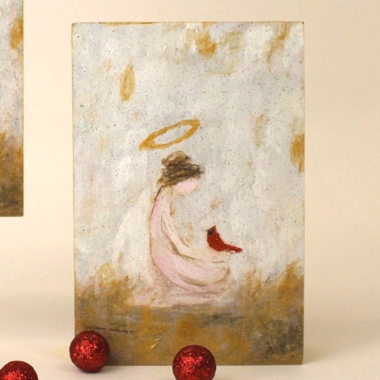 Handpainted Angel w/Cardinal