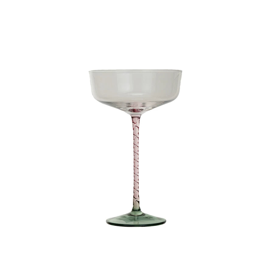 Pink & Green Stemmed Coupe