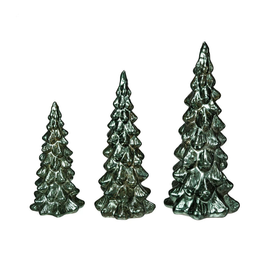 Mercury Glass LED Trees