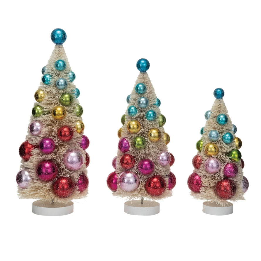 Sisal Bottle Tree with Bright Ornaments