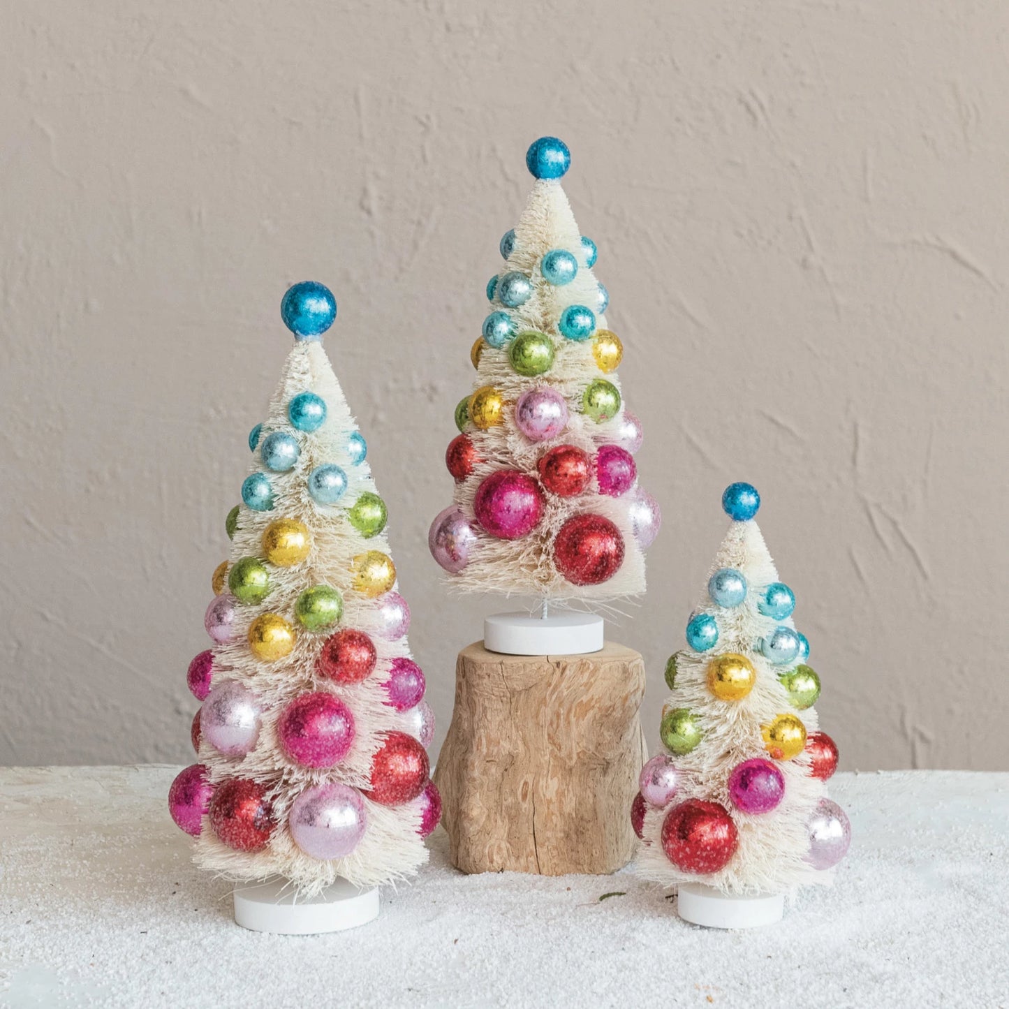 Sisal Bottle Tree with Bright Ornaments