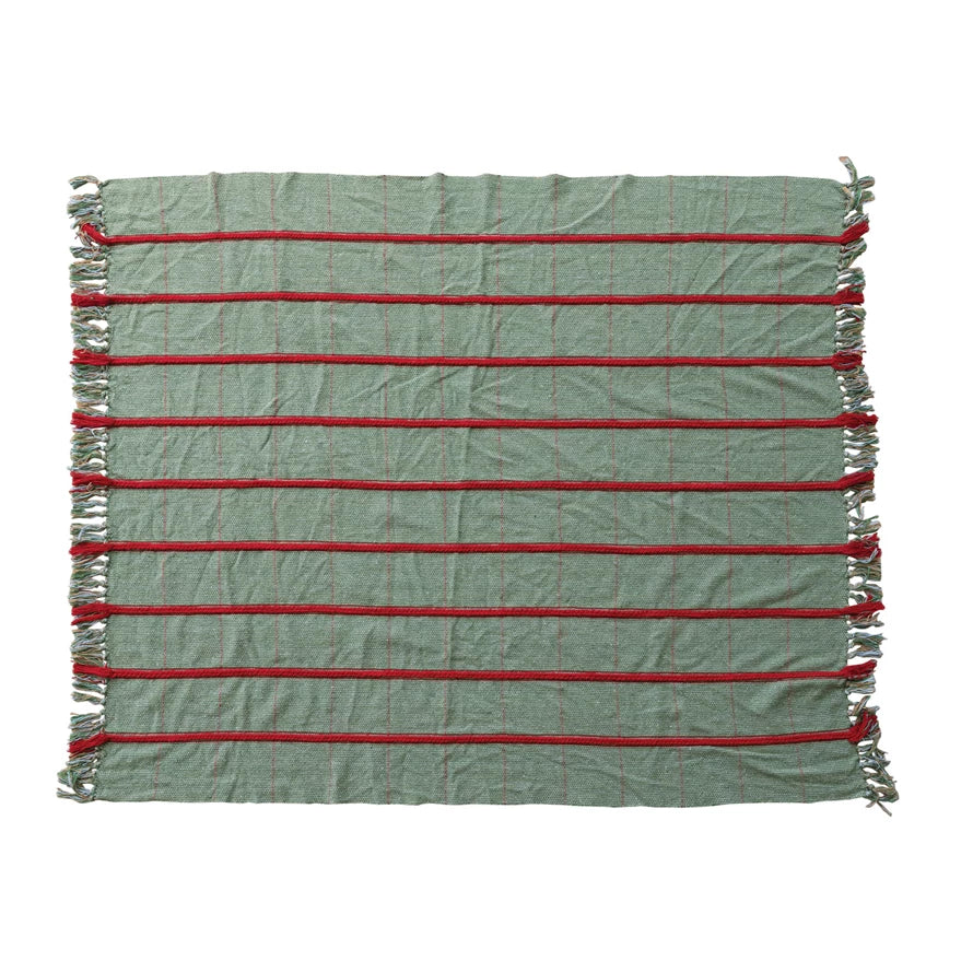 Red and Green Striped Throw