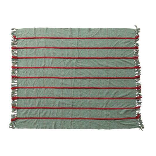 Red and Green Striped Throw